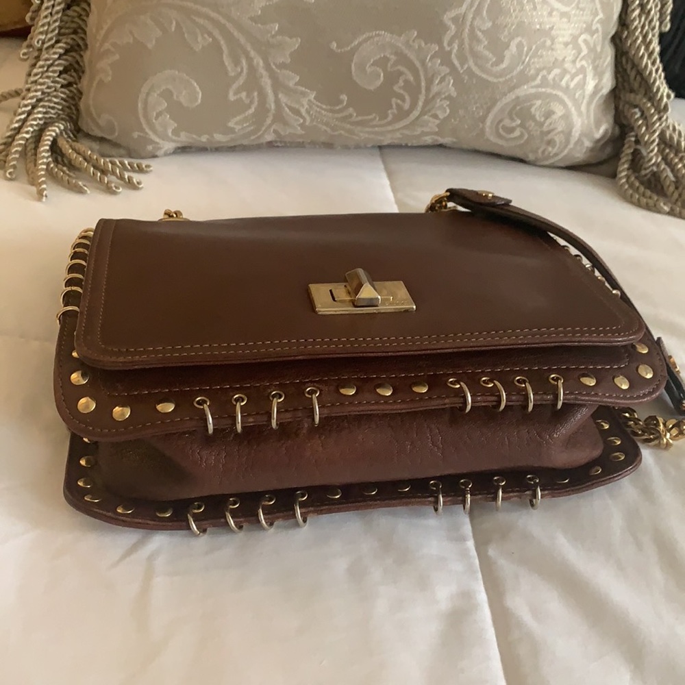 Emilio Pucci Brown Leather Shoulder Bag with Gold Chain. Vintage - Picture 10 of 16
